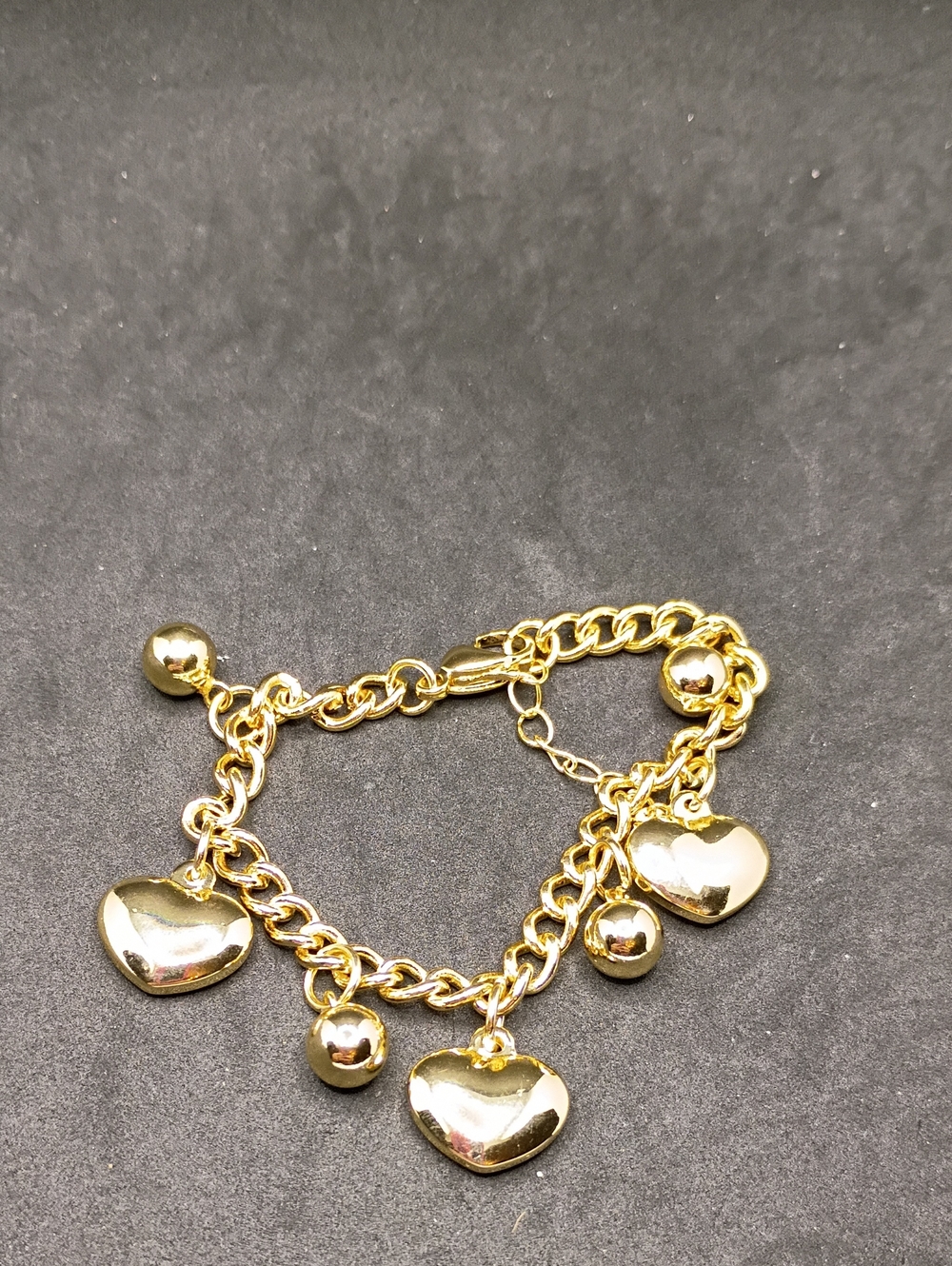 Gold Tone Heart Charm Bracelet for Women